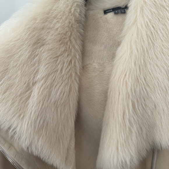 Vince  Beige Shearling Jacket Coat Sz Small - Picture 4 of 11